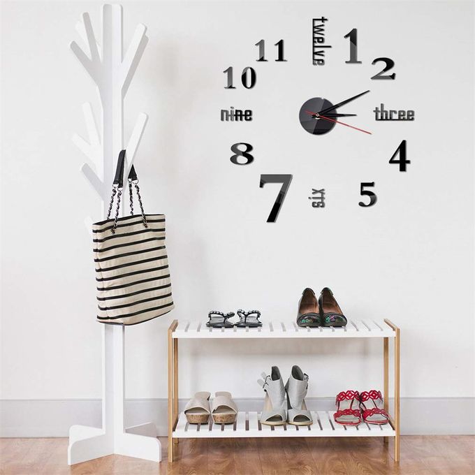 3D DIY Mirror Wall Clock – Modern Black Design | Silent Quartz