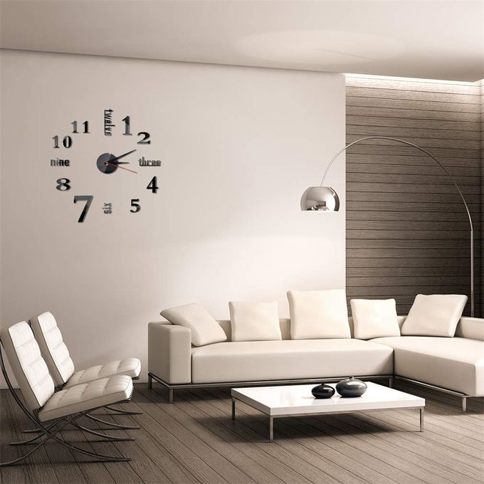 3D DIY Mirror Wall Clock – Modern Black Design | Silent Quartz