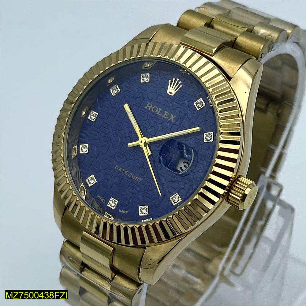 Men's Golden Stainless Steel Analogue Watch – Date Display