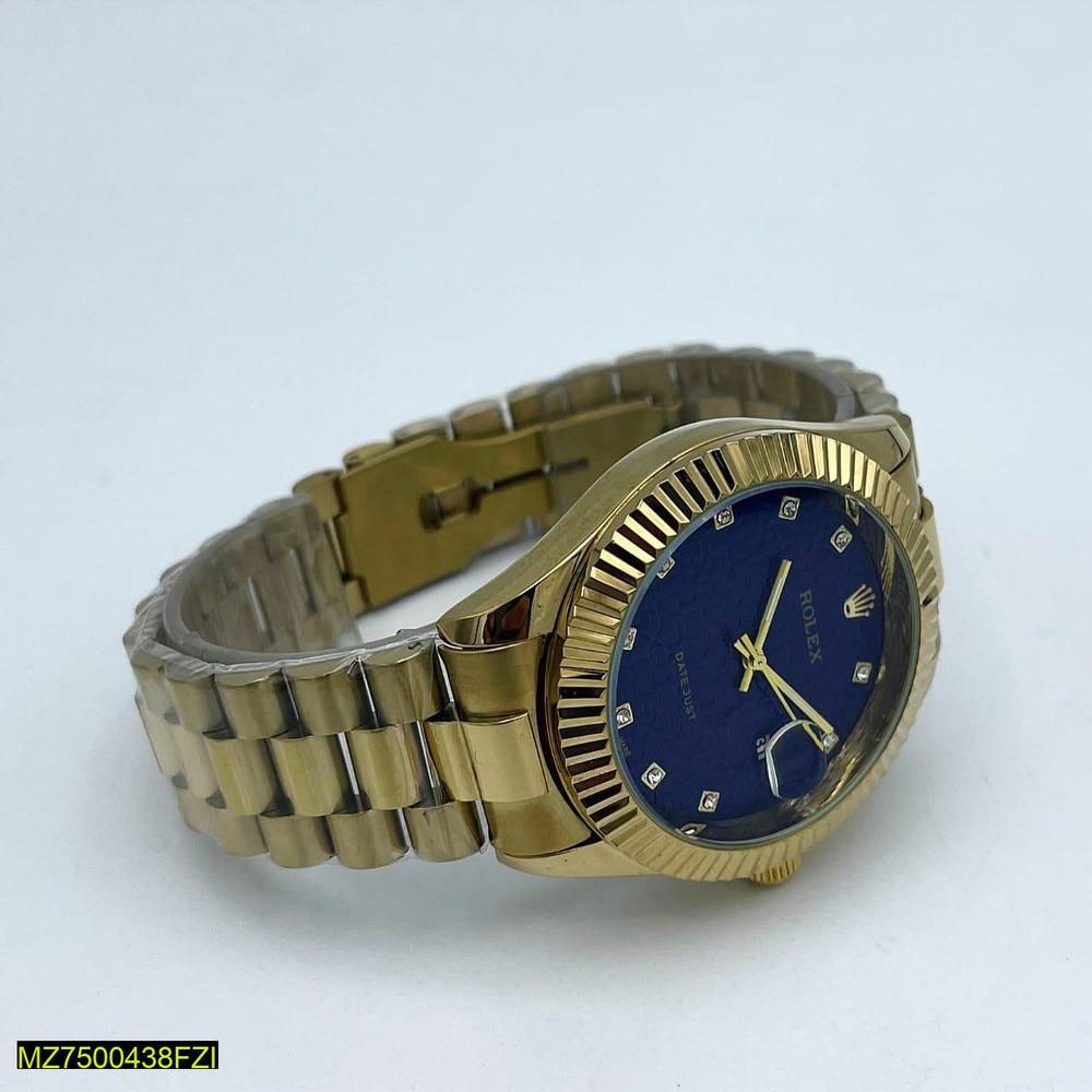 Men's Golden Stainless Steel Analogue Watch – Date Display