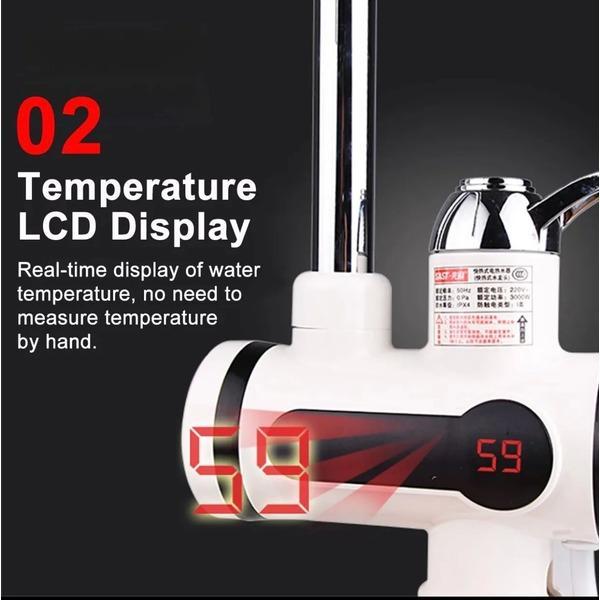 Instant Electric Water Heater Tap with Shower | 3-Second Hot Water | Digital Temperature Display